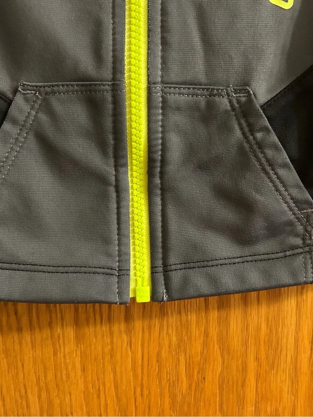 Nike Kids Gray & Black Full Zip Lightweight Jacket With Bold Neon Green Logo
